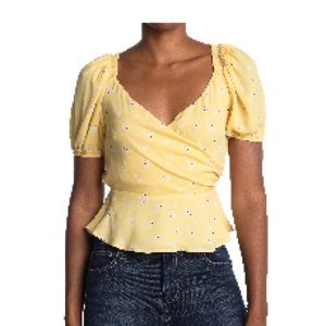 Astr the label floral yellow peplum blouse